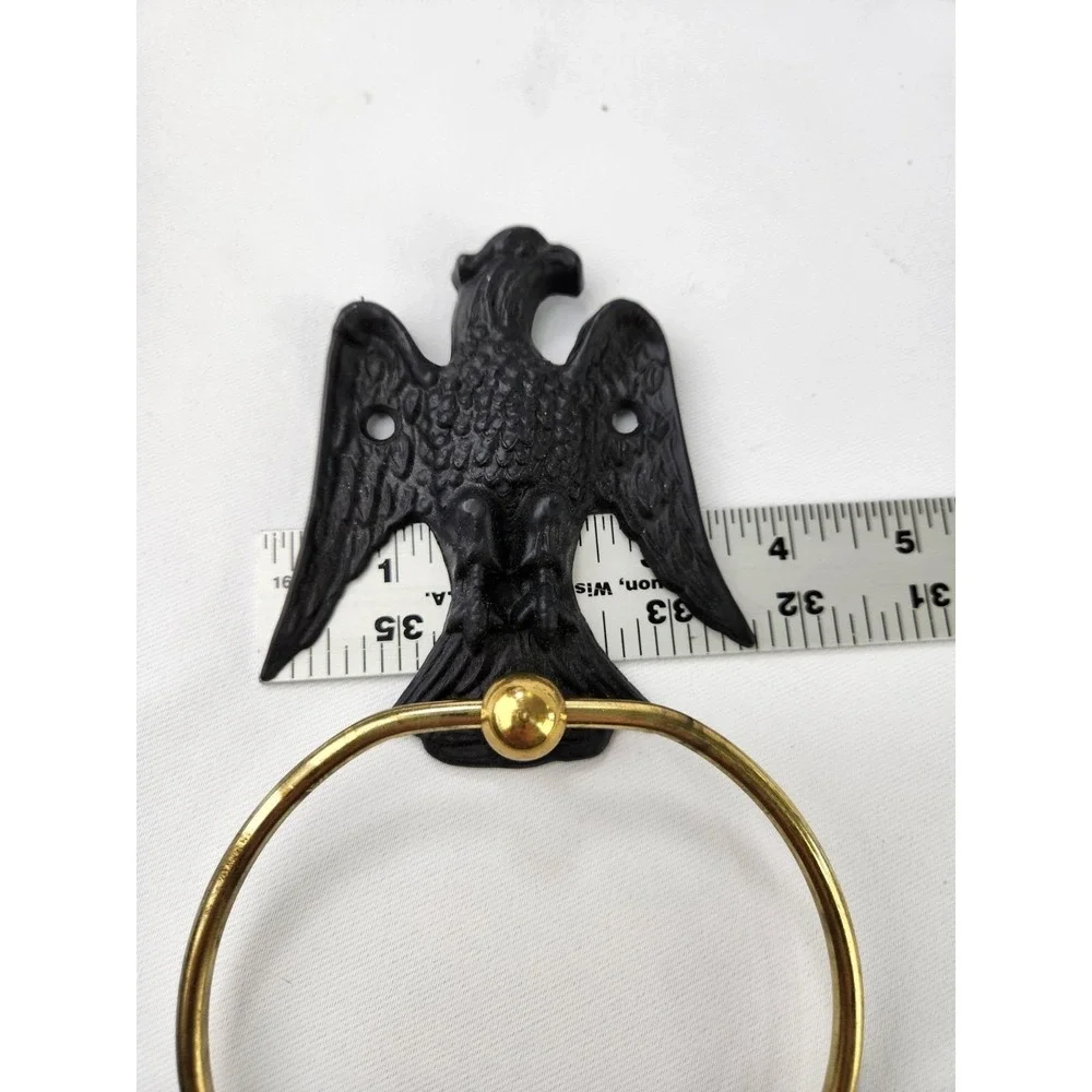 Eagle‎ Emblem Cast Aluminum Brass Door Knocker Vintage Wall Hanger Towel Holder